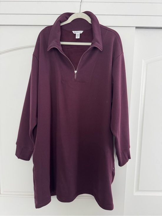 Athleta Dresses & Skirts - Athleta Quarter-Zip Oversized Sweatshirt Dress in Burgundy. Sz 3X